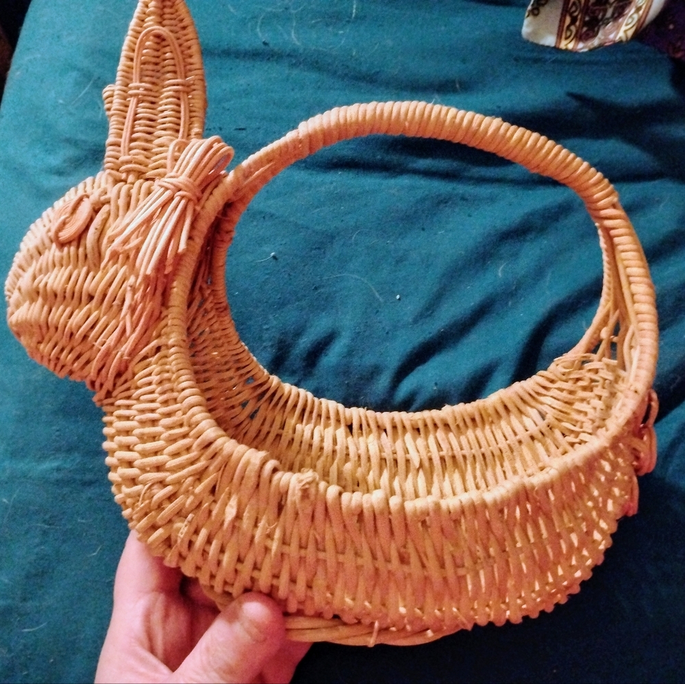 Vintage Wicker Easter Bunny Rabbit Basket